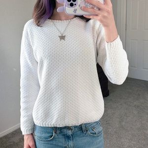 Diamond Knit White Sweater
